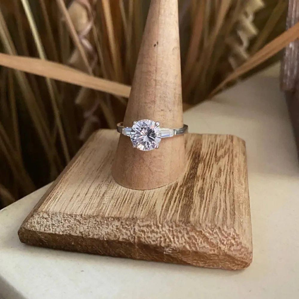 Sterling Silver CZ Engagement Ring Size 10